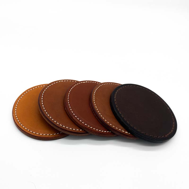 Leather coaster, double sided, set of 4