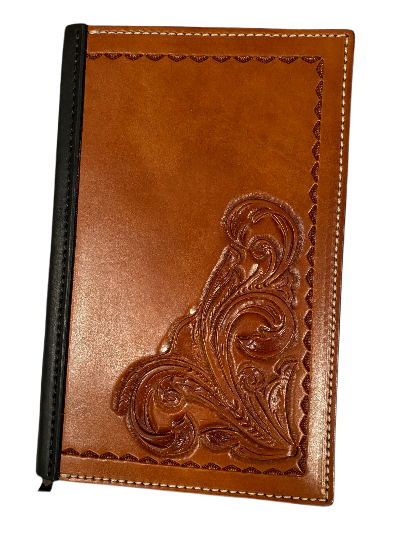 Journal with tooled leather cover