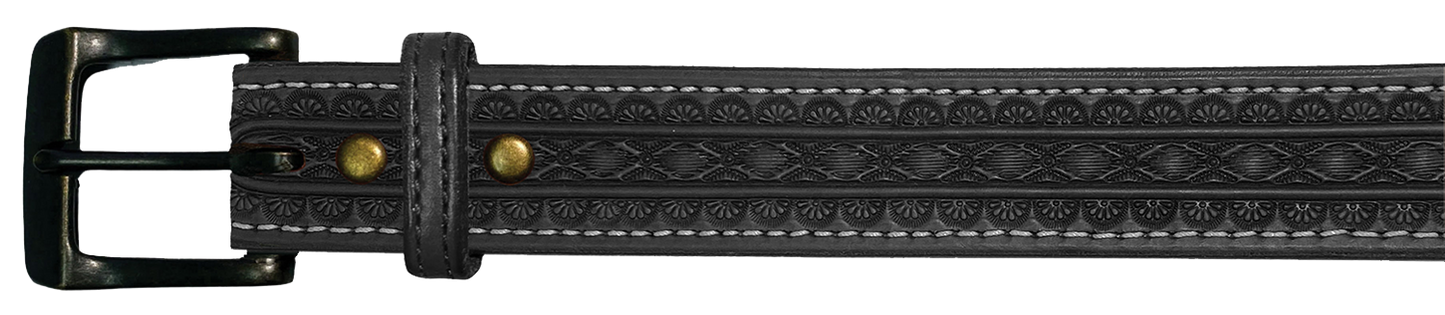 Leather Belt, 1 1/2" with tooling design