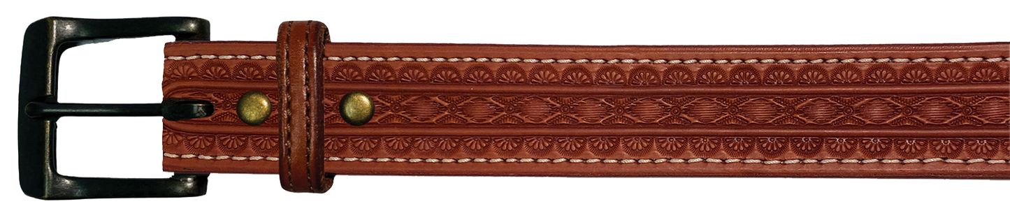 Leather Belt, 1 1/2" with tooling design