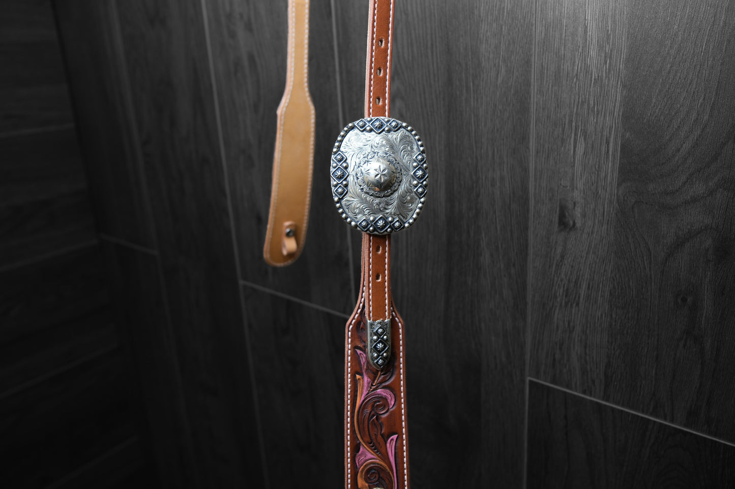 Breastcollar, Pulling Collar and One Ear Headstall, hand tooled and painted