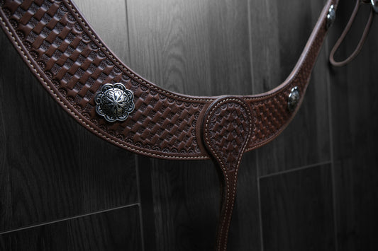 Breastcollar, Pulling Collar, basket stamped with conchos