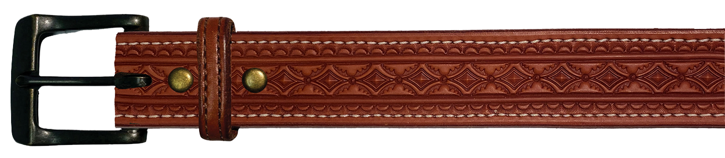 Leather Belt, 1 1/2" with tooling design