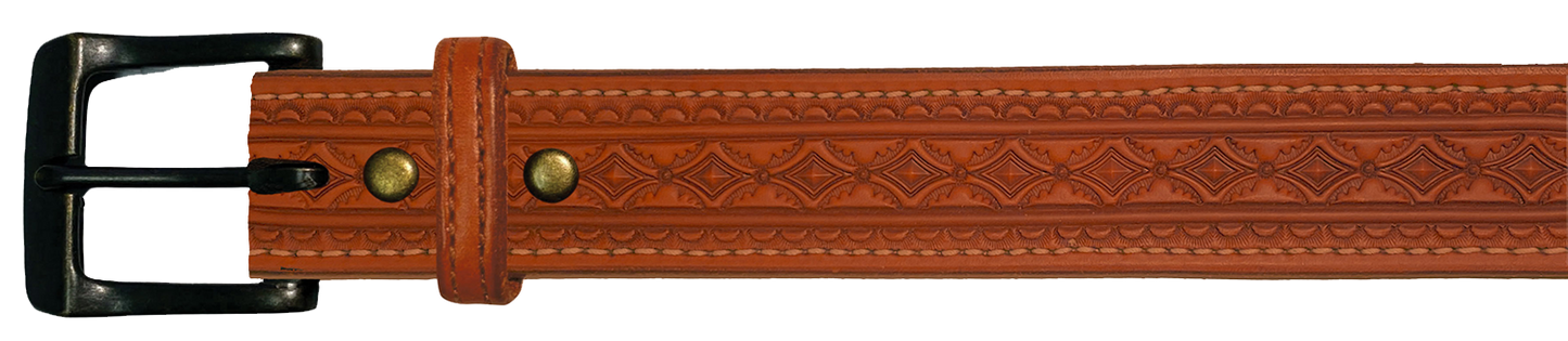 Leather Belt, 1 1/2" with tooling design