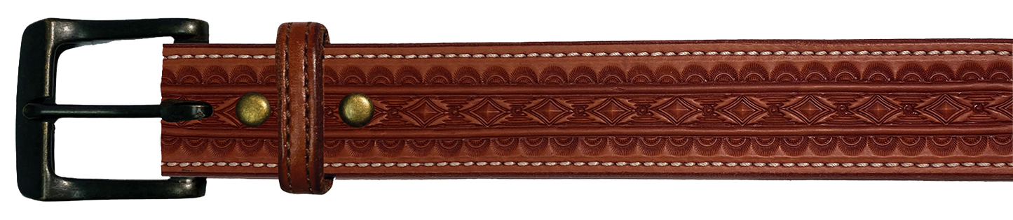 Leather Belt, 1 1/2" with tooling design