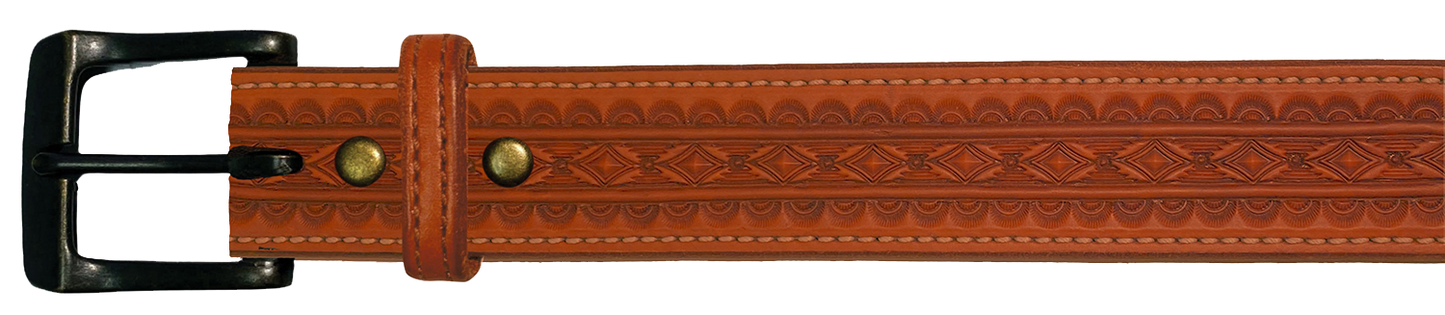 Leather Belt, 1 1/2" with tooling design