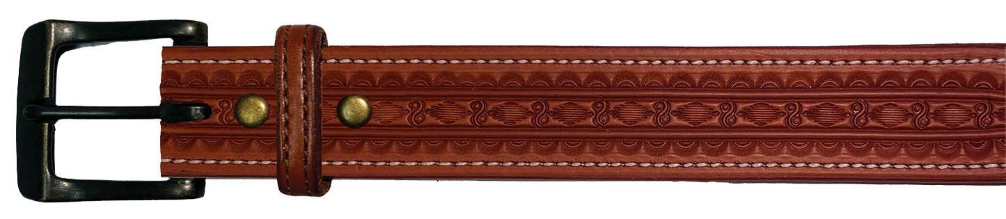 Leather Belt, 1 1/2" with tooling design