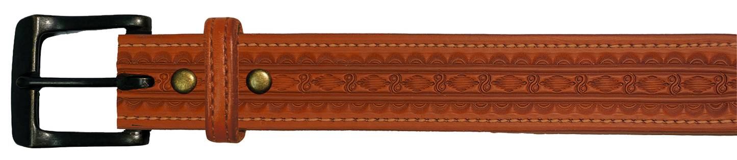 Leather Belt, 1 1/2" with tooling design