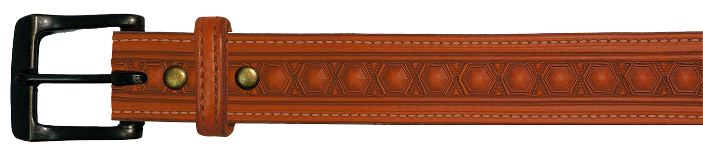 Leather Belt, 1 1/2" with tooling design
