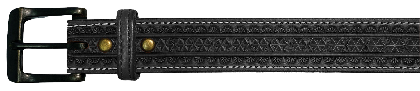 Leather Belt, 1 1/2" with tooling design