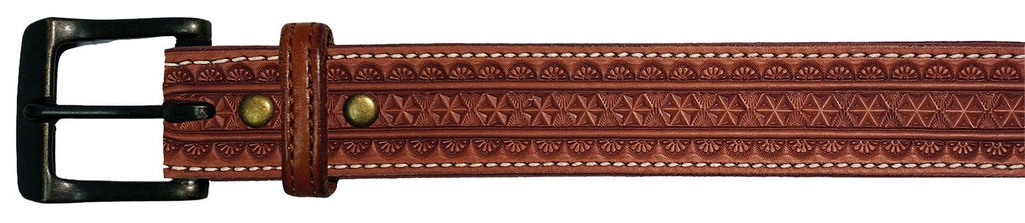 Leather Belt, 1 1/2" with tooling design