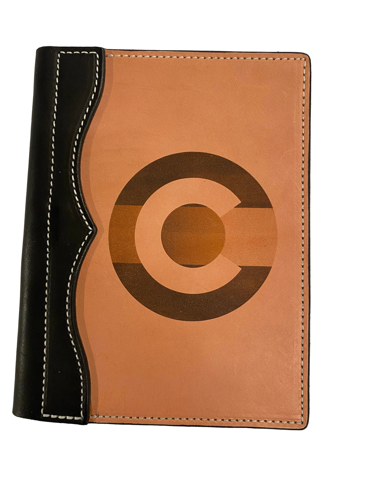 Leather padfolio, small, with laser engraved design