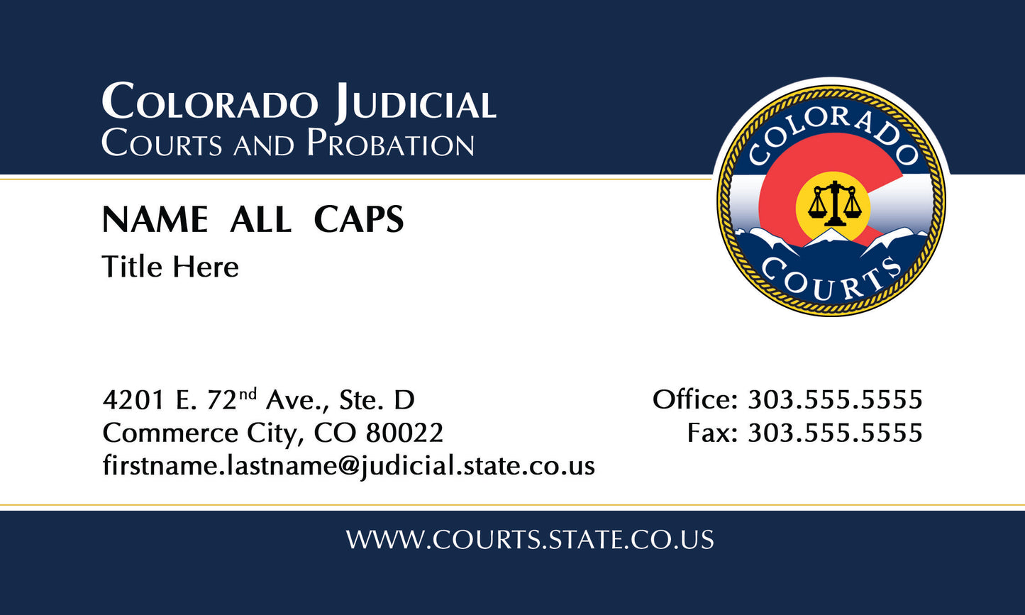 business card template, colorado courts