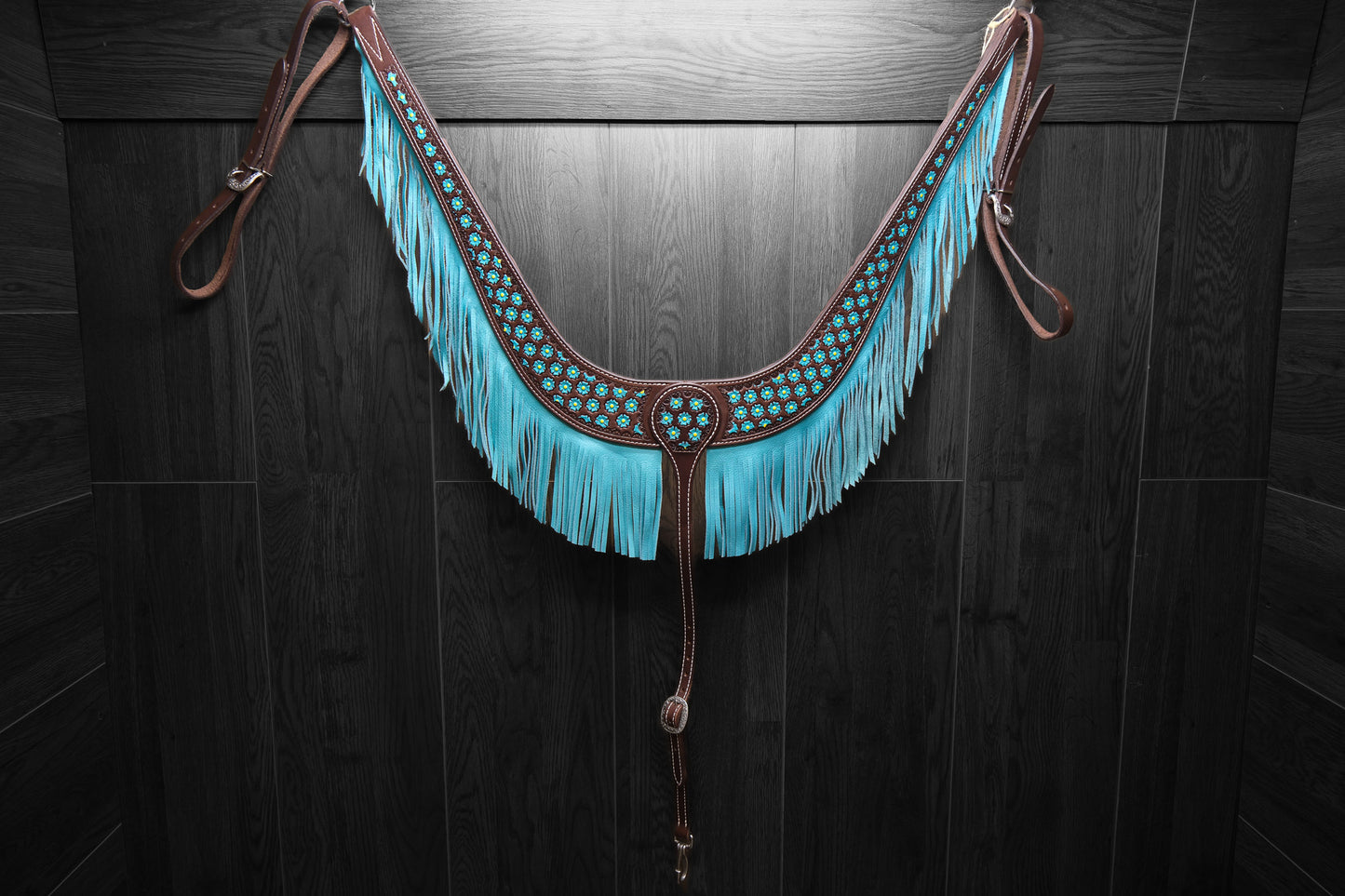Breastcollar, Pulling Collar, border tooled and hand painted