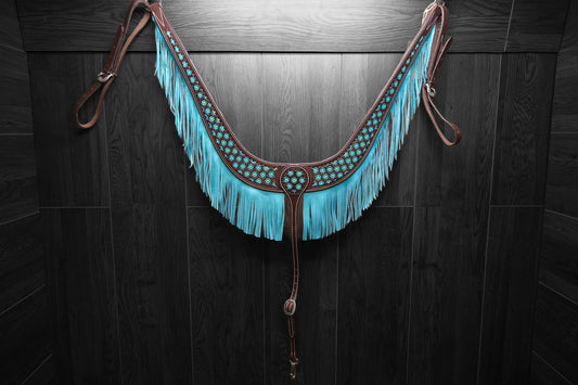 Breastcollar, Pulling Collar, border tooled and hand painted