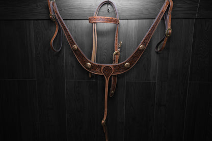 Breastcollar, Pulling Collar and Headstall, hand tooled and painted