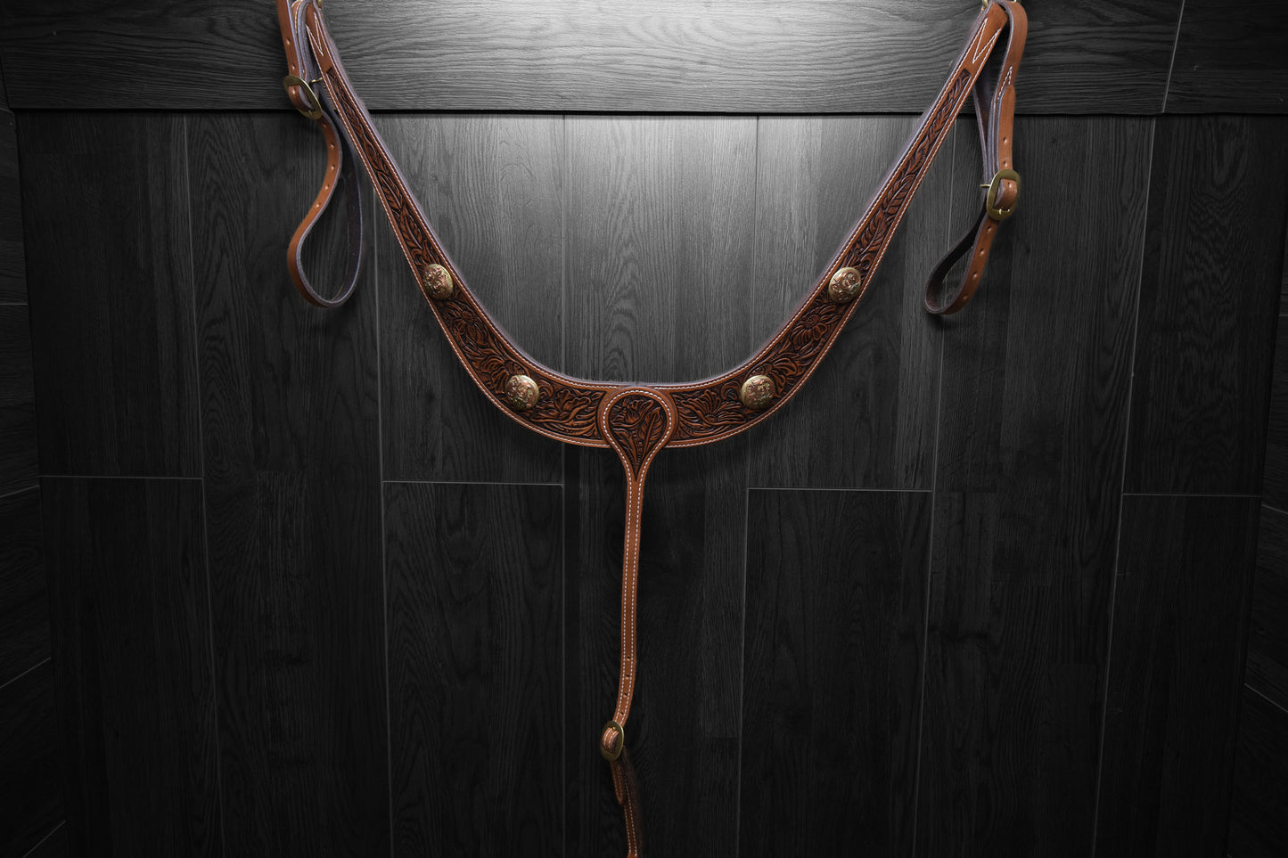 Breastcollar, Pulling Collar and Headstall, hand tooled and painted