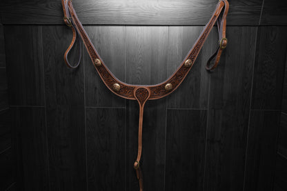 Breastcollar, Pulling Collar and Headstall, hand tooled and painted