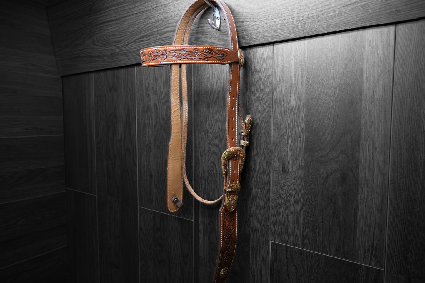Breastcollar, Pulling Collar and Headstall, hand tooled and painted