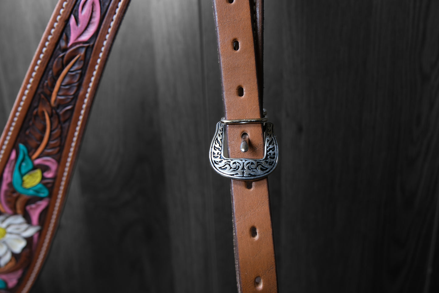 Breastcollar, Pulling Collar and One Ear Headstall, hand tooled and painted