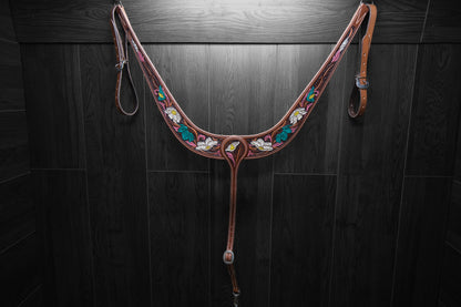 Breastcollar, Pulling Collar and One Ear Headstall, hand tooled and painted