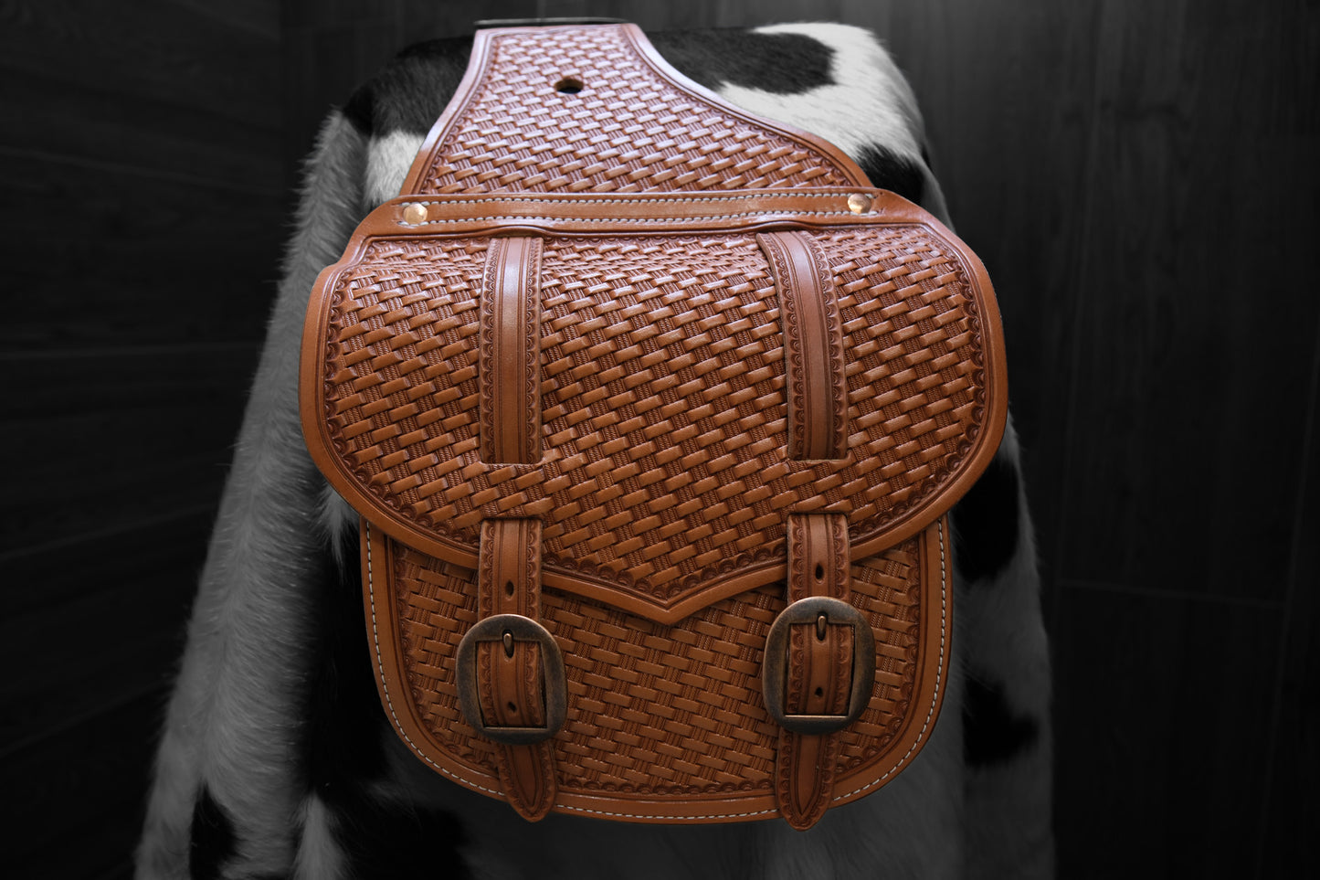 Saddle Bag, Basket Stamped, Accordion gusset