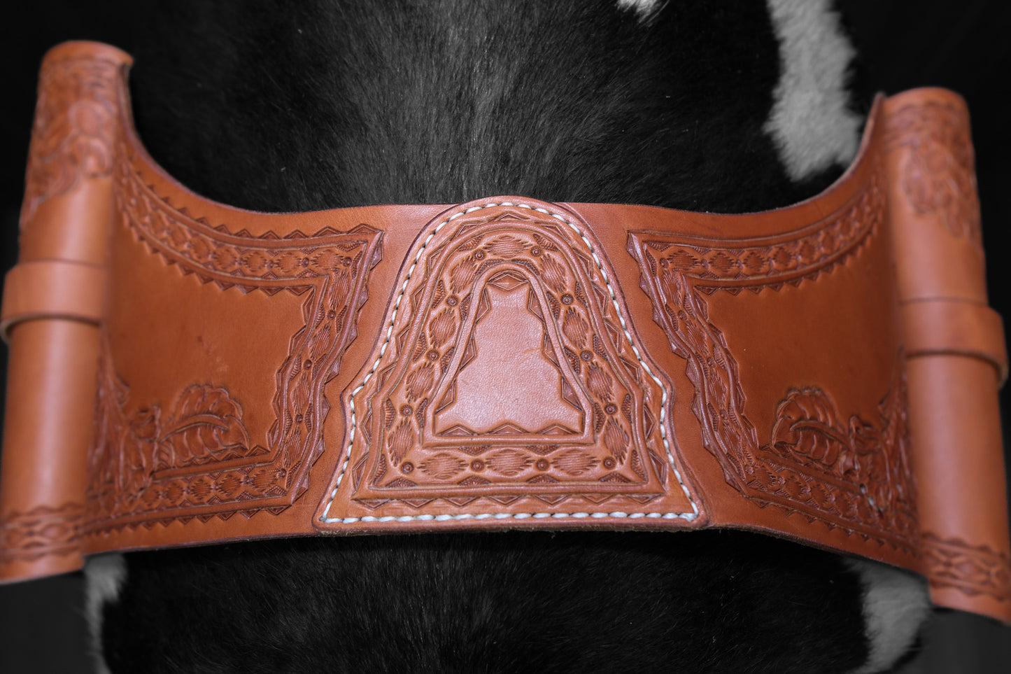 Saddle Bag, Floral Tooled, Accordion gusset