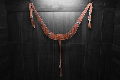 Breastcollar, Pulling Collar, basket stamped with conchos