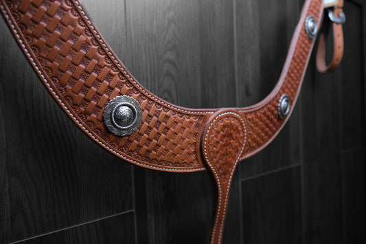 Breastcollar, Pulling Collar, basket stamped with conchos