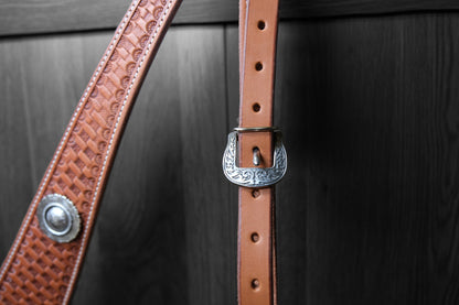 Breastcollar, Pulling Collar, basket stamped with conchos
