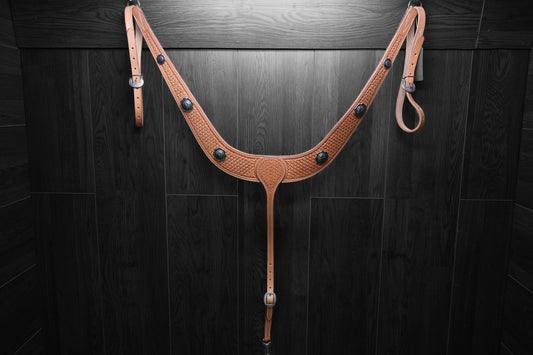 Breastcollar, Pulling Collar, basket stamped with conchos
