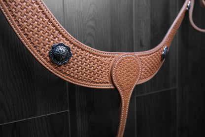 Breastcollar, Pulling Collar, basket stamped with conchos