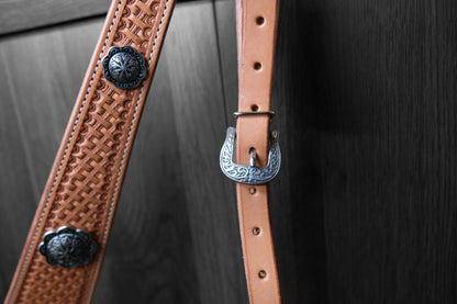 Breastcollar, Pulling Collar, basket stamped with conchos