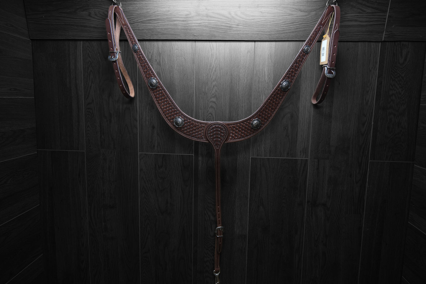 Breastcollar, Pulling Collar, basket stamped with conchos