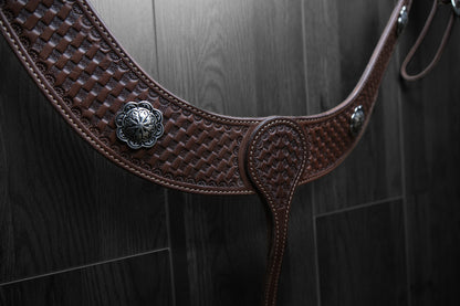 Breastcollar, Pulling Collar, basket stamped with conchos