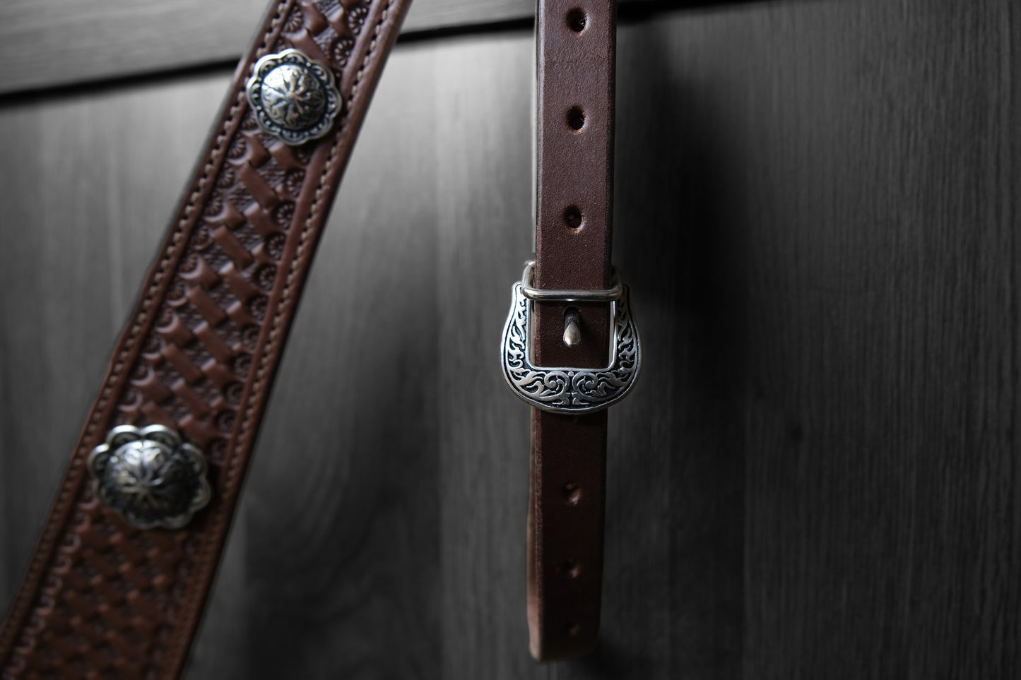 Breastcollar, Pulling Collar, basket stamped with conchos