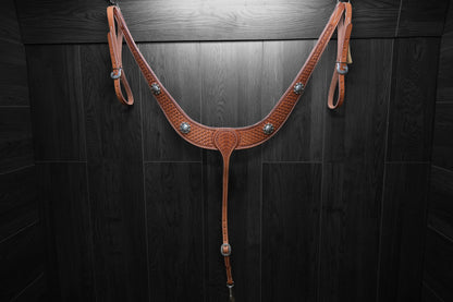 Breastcollar, Pulling Collar, basket stamped with conchos