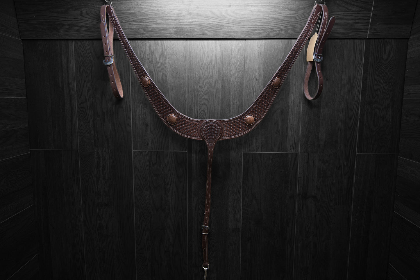 Breastcollar, Pulling Collar, basket stamped with conchos