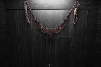 Breastcollar, Pulling Collar, basket stamped with conchos