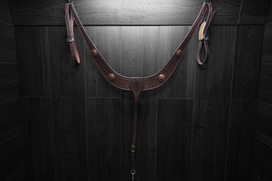 Breastcollar, Pulling Collar, basket stamped with conchos