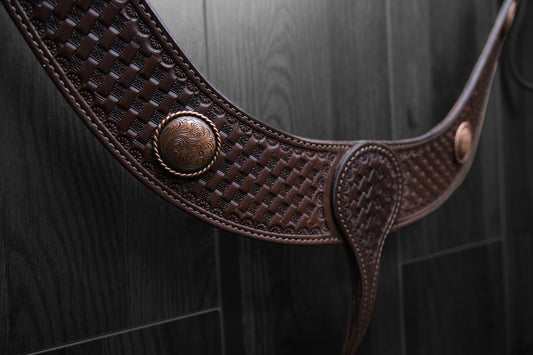 Breastcollar, Pulling Collar, basket stamped with conchos