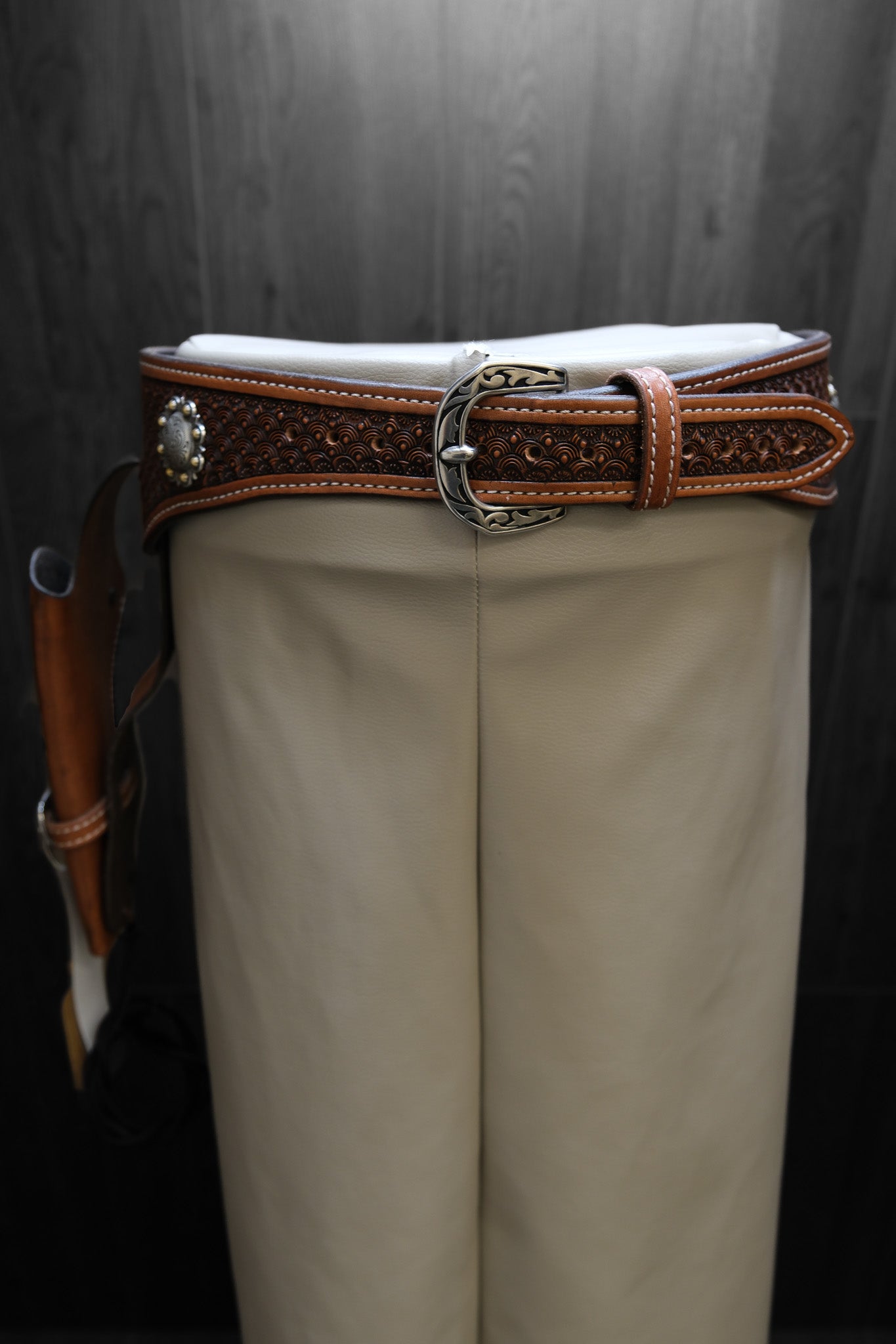 Gun Belt, Western, Floral Tooling, antiqued