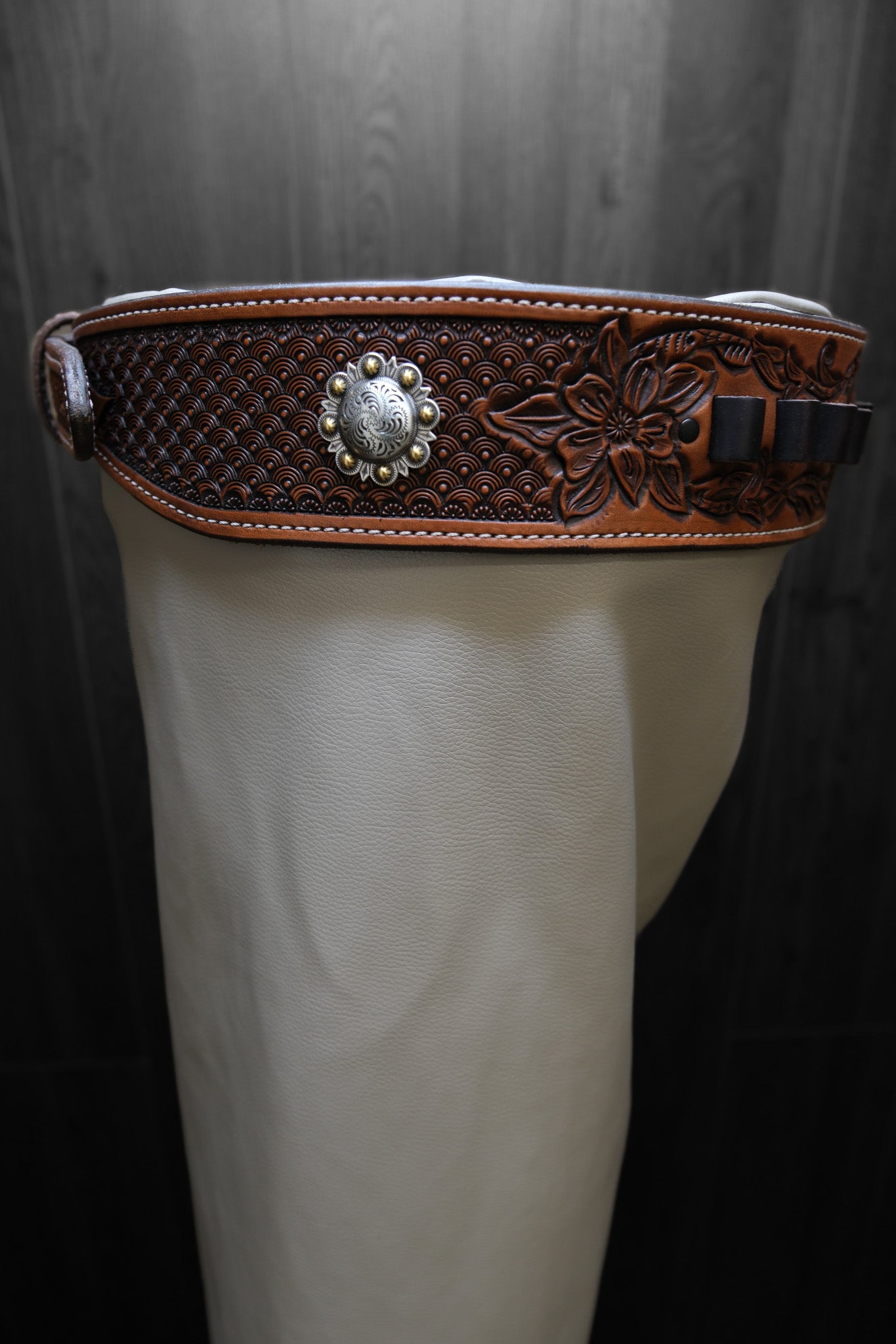 Gun Belt, Western, Floral Tooling, antiqued