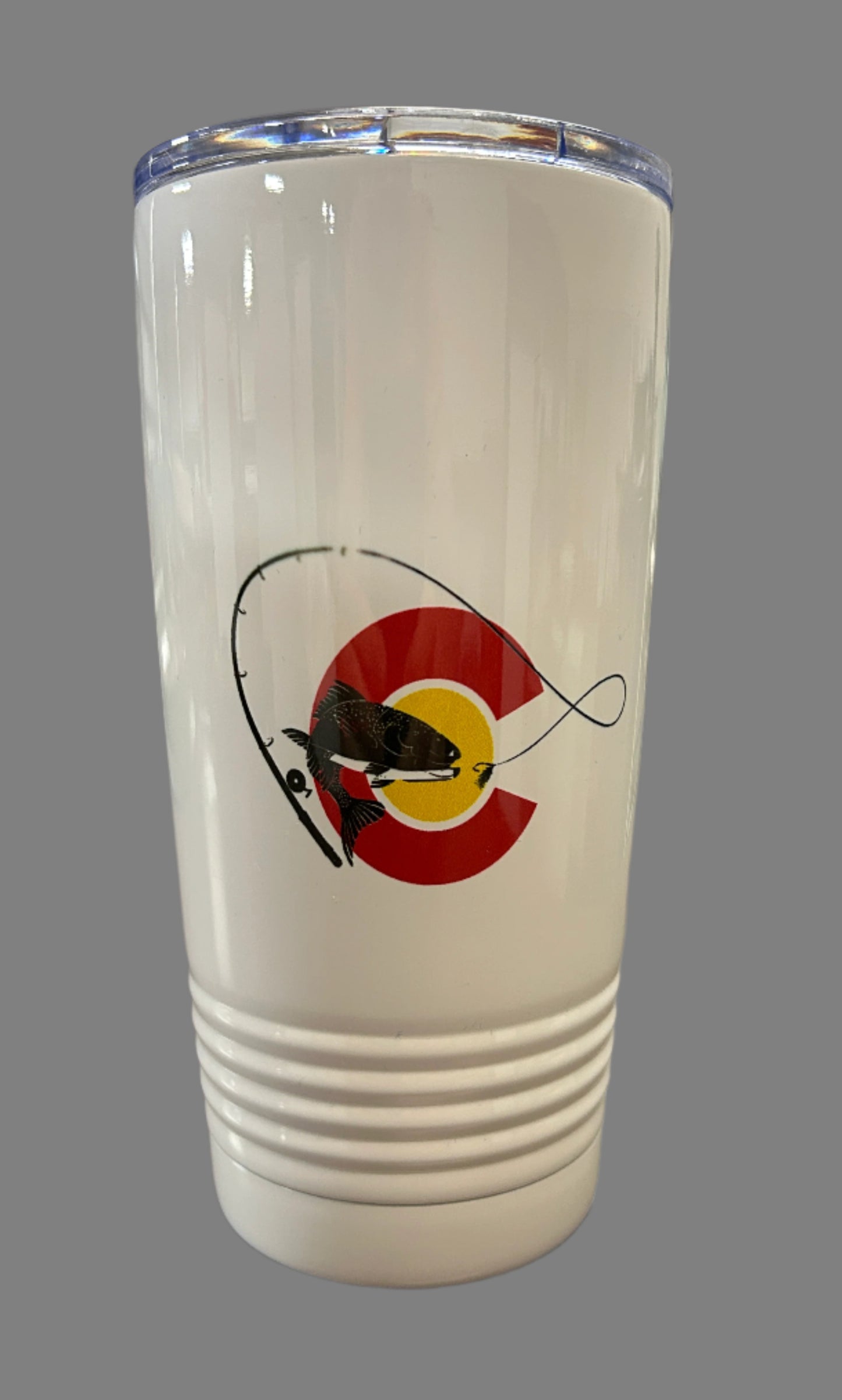 water tumbler with fly fishing image