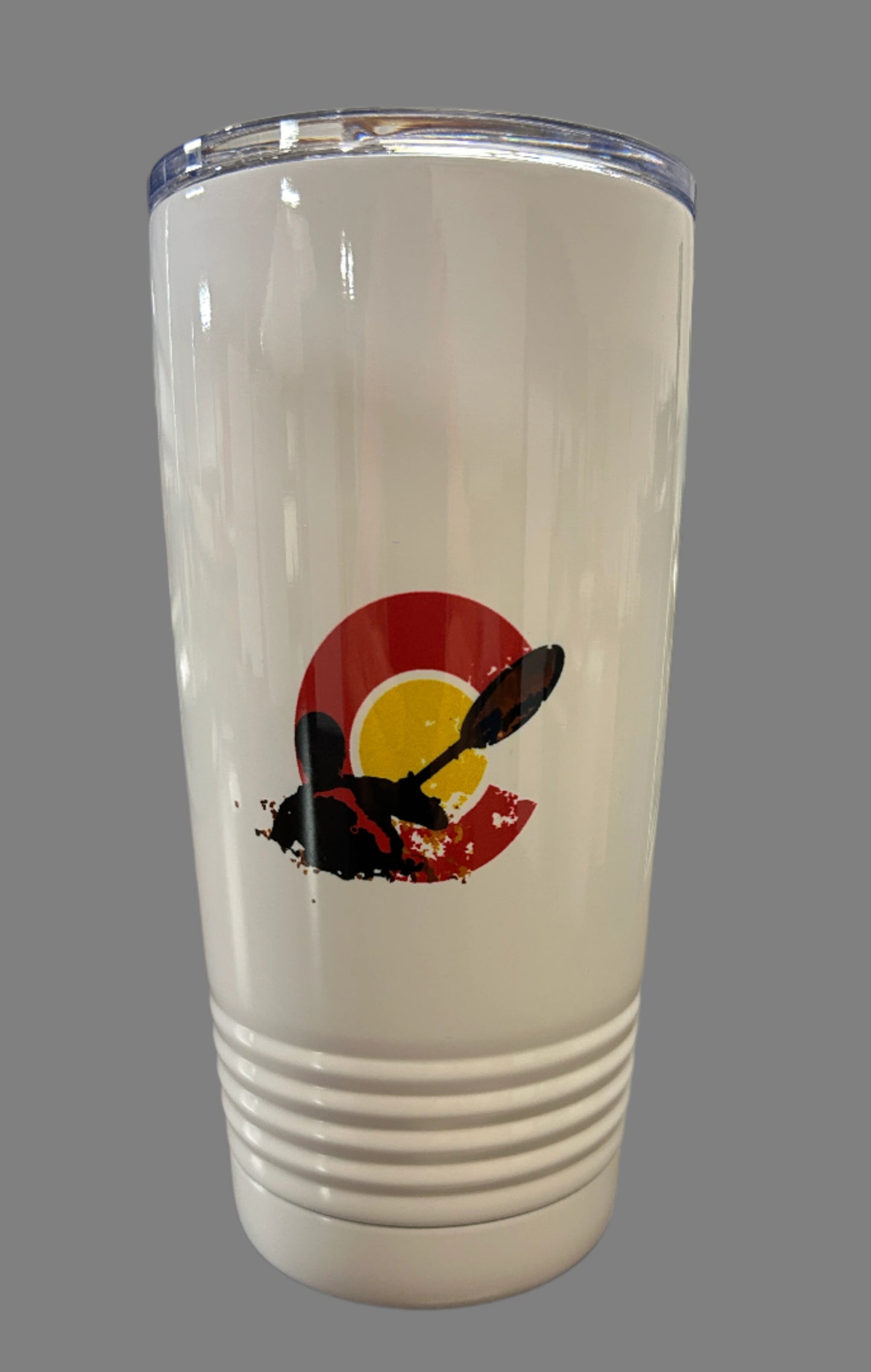 water tumbler with kayaker image