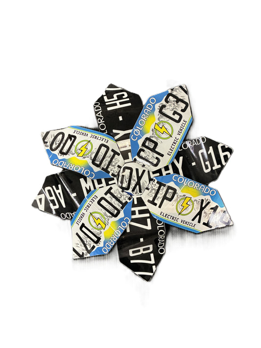 License Plate Flower - Black Electric