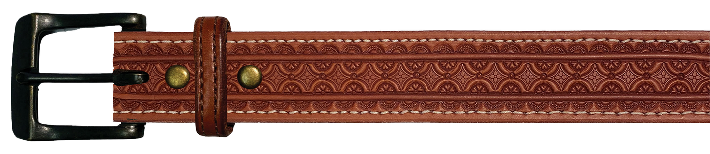 Leather Belt, 1 1/2" with tooling design