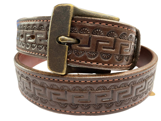 Leather belt with Tooling Design - IN STOCK