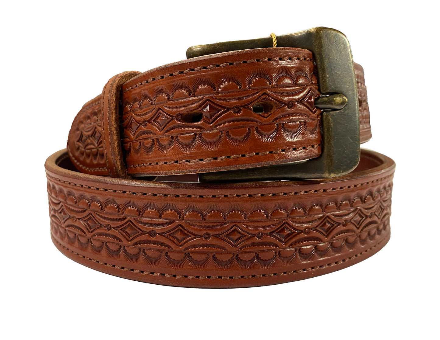 Leather belt with Tooling Design - IN STOCK