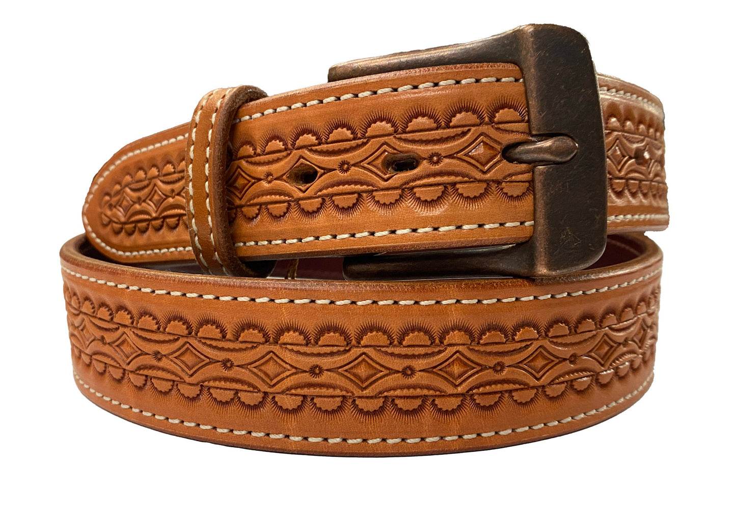 Leather belt with Tooling Design - IN STOCK